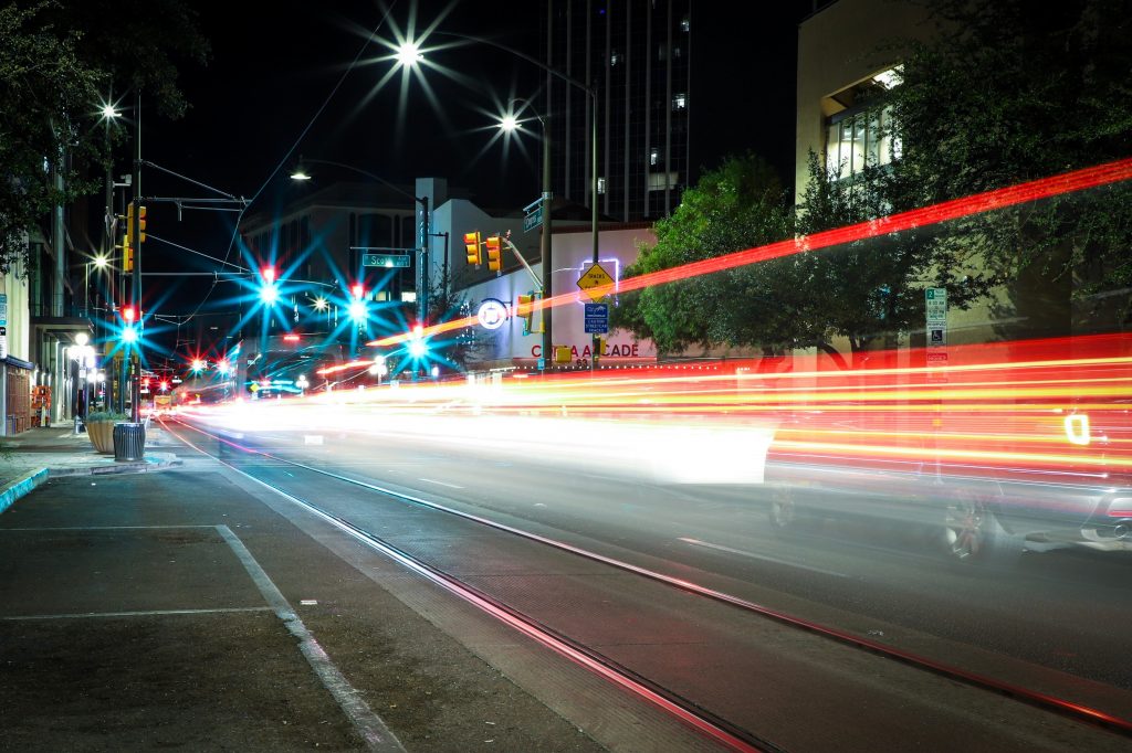 photo of Tucson street at night.